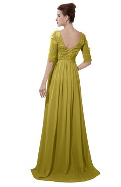 ColsBM Emily Golden Olive Casual A-line Sabrina Elbow Length Sleeve Backless Beaded Bridesmaid Dresses