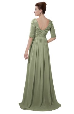 ColsBM Emily Moss Green Casual A-line Sabrina Elbow Length Sleeve Backless Beaded Bridesmaid Dresses