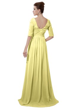 ColsBM Emily Pastel Yellow Casual A-line Sabrina Elbow Length Sleeve Backless Beaded Bridesmaid Dresses