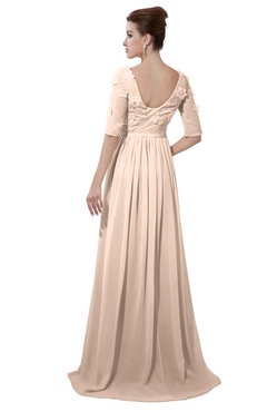 ColsBM Emily Peach Puree Casual A-line Sabrina Elbow Length Sleeve Backless Beaded Bridesmaid Dresses