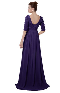 ColsBM Emily Royal Purple Casual A-line Sabrina Elbow Length Sleeve Backless Beaded Bridesmaid Dresses