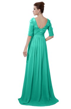 ColsBM Emily Viridian Green Casual A-line Sabrina Elbow Length Sleeve Backless Beaded Bridesmaid Dresses