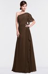 ColsBM Louisa Chocolate Brown Simple A-line Short Sleeve Half Backless Floor Length Ruffles Bridesmaid Dresses