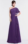 ColsBM Louisa Dark Purple Simple A-line Short Sleeve Half Backless Floor Length Ruffles Bridesmaid Dresses