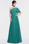 ColsBM Louisa Emerald Green Simple A-line Short Sleeve Half Backless Floor Length Ruffles Bridesmaid Dresses