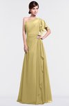 ColsBM Louisa Gold Simple A-line Short Sleeve Half Backless Floor Length Ruffles Bridesmaid Dresses