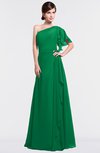 ColsBM Louisa Green Simple A-line Short Sleeve Half Backless Floor Length Ruffles Bridesmaid Dresses