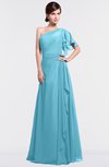 ColsBM Louisa Light Blue Simple A-line Short Sleeve Half Backless Floor Length Ruffles Bridesmaid Dresses