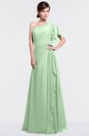 ColsBM Louisa Light Green Simple A-line Short Sleeve Half Backless Floor Length Ruffles Bridesmaid Dresses