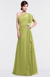 ColsBM Louisa Linden Green Simple A-line Short Sleeve Half Backless Floor Length Ruffles Bridesmaid Dresses