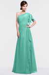 ColsBM Louisa Mint Green Simple A-line Short Sleeve Half Backless Floor Length Ruffles Bridesmaid Dresses