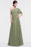 ColsBM Louisa Moss Green Simple A-line Short Sleeve Half Backless Floor Length Ruffles Bridesmaid Dresses