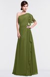 ColsBM Louisa Olive Green Simple A-line Short Sleeve Half Backless Floor Length Ruffles Bridesmaid Dresses