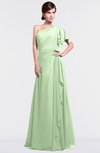 ColsBM Louisa Pale Green Simple A-line Short Sleeve Half Backless Floor Length Ruffles Bridesmaid Dresses