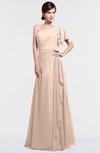 ColsBM Louisa Peach Puree Simple A-line Short Sleeve Half Backless Floor Length Ruffles Bridesmaid Dresses