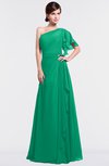 ColsBM Louisa Pepper Green Simple A-line Short Sleeve Half Backless Floor Length Ruffles Bridesmaid Dresses