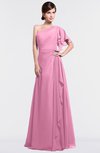 ColsBM Louisa Pink Simple A-line Short Sleeve Half Backless Floor Length Ruffles Bridesmaid Dresses