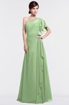 ColsBM Louisa Sage Green Simple A-line Short Sleeve Half Backless Floor Length Ruffles Bridesmaid Dresses