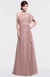 ColsBM Louisa Silver Pink Simple A-line Short Sleeve Half Backless Floor Length Ruffles Bridesmaid Dresses
