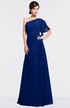 ColsBM Louisa Sodalite Blue Simple A-line Short Sleeve Half Backless Floor Length Ruffles Bridesmaid Dresses