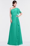 ColsBM Louisa Viridian Green Simple A-line Short Sleeve Half Backless Floor Length Ruffles Bridesmaid Dresses