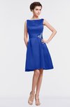 ColsBM Gloria Dazzling Blue Plain A-line Sleeveless Satin Knee Length Graduation Dresses