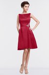 ColsBM Gloria Lipstick Red Plain A-line Sleeveless Satin Knee Length Graduation Dresses