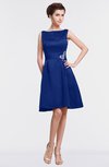 ColsBM Gloria Nautical Blue Plain A-line Sleeveless Satin Knee Length Graduation Dresses