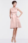 ColsBM Gloria Pastel Pink Plain A-line Sleeveless Satin Knee Length Graduation Dresses