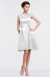 ColsBM Gloria White Plain A-line Sleeveless Satin Knee Length Graduation Dresses