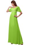 ColsBM Alaia Bright Green Modest Short Sleeve Chiffon Floor Length Beading Bridesmaid Dresses