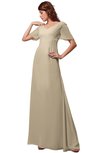 ColsBM Alaia Novelle Peach Modest Short Sleeve Chiffon Floor Length Beading Bridesmaid Dresses