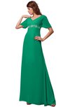 ColsBM Alaia Pepper Green Modest Short Sleeve Chiffon Floor Length Beading Bridesmaid Dresses