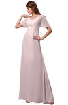 ColsBM Alaia Petal Pink Modest Short Sleeve Chiffon Floor Length Beading Bridesmaid Dresses