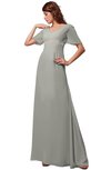 ColsBM Alaia Platinum Modest Short Sleeve Chiffon Floor Length Beading Bridesmaid Dresses