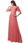 ColsBM Alaia Shell Pink Modest Short Sleeve Chiffon Floor Length Beading Bridesmaid Dresses