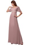 ColsBM Alaia Silver Pink Modest Short Sleeve Chiffon Floor Length Beading Bridesmaid Dresses
