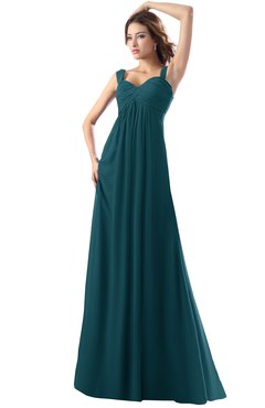ColsBM Diana Blue Green Modest Empire Thick Straps Zipper Floor Length Ruching Prom Dresses