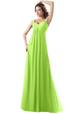 ColsBM Diana Bright Green Modest Empire Thick Straps Zipper Floor Length Ruching Prom Dresses
