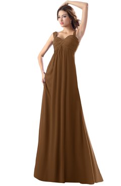 ColsBM Diana Brown Modest Empire Thick Straps Zipper Floor Length Ruching Prom Dresses