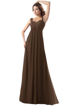 ColsBM Diana Chocolate Brown Modest Empire Thick Straps Zipper Floor Length Ruching Prom Dresses