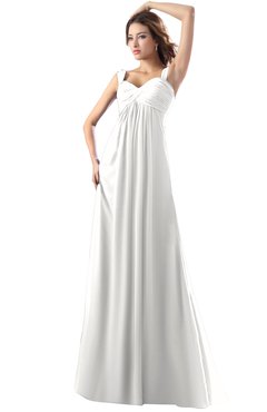 ColsBM Diana Cloud White Modest Empire Thick Straps Zipper Floor Length Ruching Prom Dresses