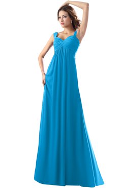 ColsBM Diana Cornflower Blue Modest Empire Thick Straps Zipper Floor Length Ruching Prom Dresses