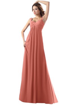 ColsBM Diana Crabapple Modest Empire Thick Straps Zipper Floor Length Ruching Prom Dresses