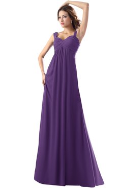 ColsBM Diana Dark Purple Modest Empire Thick Straps Zipper Floor Length Ruching Prom Dresses