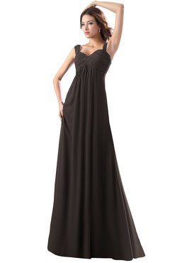 ColsBM Diana Fudge Brown Modest Empire Thick Straps Zipper Floor Length Ruching Prom Dresses
