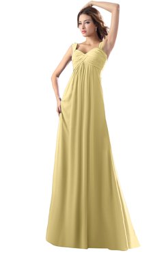 ColsBM Diana Gold Modest Empire Thick Straps Zipper Floor Length Ruching Prom Dresses