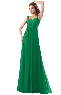 ColsBM Diana Green Modest Empire Thick Straps Zipper Floor Length Ruching Prom Dresses