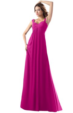 ColsBM Diana Hot Pink Modest Empire Thick Straps Zipper Floor Length Ruching Prom Dresses