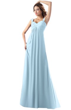 ColsBM Diana Ice Blue Modest Empire Thick Straps Zipper Floor Length Ruching Prom Dresses